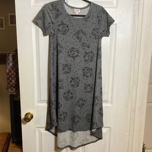 LuLaRoe Gray High Low Dress with Black Pattern